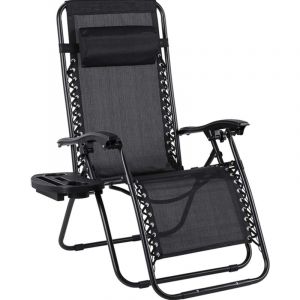 Liferun Chaise Longue Jardin, Ergonomique et Respirante Pliable, Fauteuils Relax Pliants avec Coussin de Tête Réglable et Porte-Gobelet, Structure en