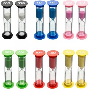 Lot de 12 Sabliers Color&eacute;s pour Enfants,Sablier Brossage Dents Enfant,Sablier Enfant,Sablier,30 Secs/1 Min, 2 Min, 3 Min, 5 Min, 10 Min,pour Enfants,