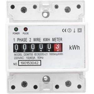 Compteur éLectrique, Compteur de Kilowattheures Watt-Heure, de Compteur de Consommation D'éNergie Monophasé de Type Rail 4P led, 10-40A - Ccykxa