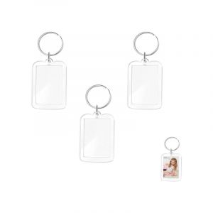 3 Pcs Porte-Clés Photo, Porte-Clé Acrylique Transparent, Personnalisé Porte Clef , Vierge Rectangle , pour Famille, Des couples, DIY Souvenir