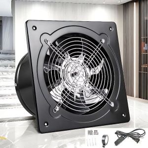 Extracteur d'air 250mm Ventilateur Mural avec Clapet Anti-Retour Matériau Métallique avec EU Plug pour Bureau Grenier Garage Cuisine,noir