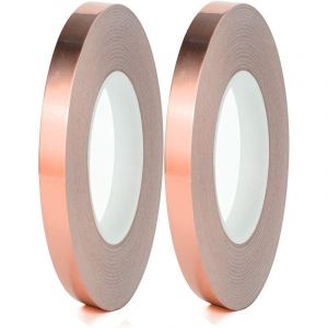 Ruban de feuille de cuivre, 2 feuilles de cuivre avec adh&eacute;sif conducteur &agrave; double ruban de cuivre pour adh&eacute;sif conducteur de vitrail Aimoonsa
