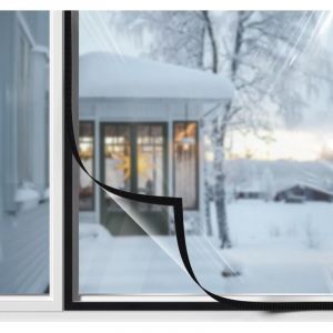 Film Isolant Fenêtre Anti Froid Hiver Transparent Film Isolant pour Fenêtre en Matériau EVA Épais Kit d'Isolation de Fenêtre avec Bande Adhésif pour