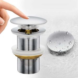 Bonde de Lavabo, Pop Up Bonde Lavabo Universel, Bonde d'&eacute;vier essuyable et anti-d&eacute;bordement en laiton chrom&eacute; G 11/4 pour Vasque Salle de Bain Avec