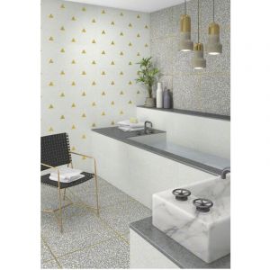 Carrelage gr&egrave;s c&eacute;rame effet terrazzo PORTOFINO 80x80 cm Gris Moyen - Mat - bo&icirc;te de 1.28 m2