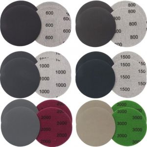 Lot de 24 Pi&egrave;ces 75mm Papier de Verre Carrosserie Sec &agrave; l'eau, Disques Abrasifs Ronds, Tampons de Ponceuse Orbitale Feuilles de papier poncer phare