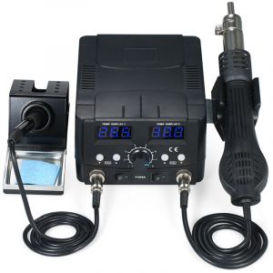 Station de soudage numérique 2 en 1 pour retouche cms, pistolet à air chaud, support de fer à souder, ensemble d'outils de soudage à dessouder 220 v