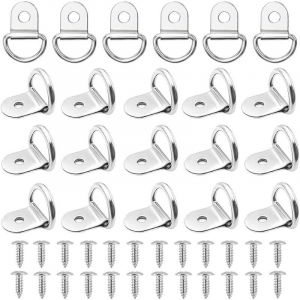 Lot de 20 anneaux d'arrimage pliables en acier inoxydable 304, anneaux d'arrimage pour remorque, crochet d'arrimage, avec 20 vis