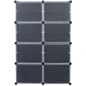 Meuble chaussures 28 paires noir 7 niveaux, &eacute;tag&egrave;re &agrave; chaussures extensible, armoire de rangement chaussures