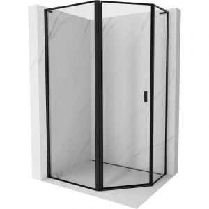 Mexen - Cabine de douche asymétrique pentagonale Mist l à charnière gauche 100 x 80 cm, cadre noir, noir - 8A8L-100-080-70-70-L