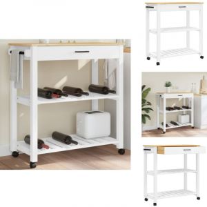 Chariot de cuisine monza 84x40x90 cm bois massif de pin - Chariot De Cuisine - Chariot à Légumes - Meuble De Rangement - Mobilier De Cuisine