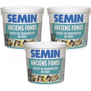 Semin &ndash; Lot de 3 enduits de r&eacute;novation 1,5 kg &ndash; Sp&eacute;cial toile de verre et carrelage &ndash; Pour murs irr&eacute;guliers en int&eacute;rieur/ext&eacute;rieur