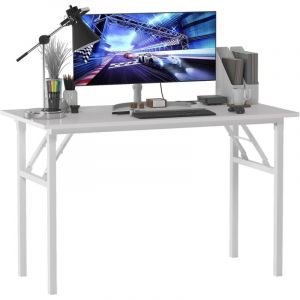 Soges - Petite Table Pliante、Bureau d'angle pour Bureau à Domicile,120x60x75cm,Blanc