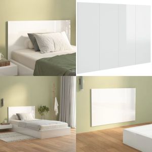 Tête de lit Blanc brillant 120x1,5x80 cm Bois d'ingénierie - Tête De Lit - Tête De Lit Murale - Lit Simple - Meuble De Chambre - Décoration Chambre