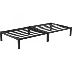 Lit Simple Cadre de Lit Plateforme en métal avec Rangement sous Le lit, Lit Adolescent,lit 90 x 200 cm, Assemblage Rapide sans Vis, Noir