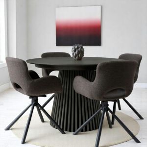 Table ronde extensible en ch&ecirc;ne noir avec pi&egrave;tement baguette (3 rallonges incluses) &oslash;120 cm /160 cm / 200 cm / 240 cm amsterdam