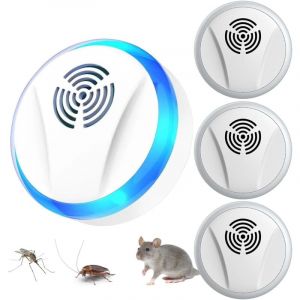 Csparkv - Répulsif Ultrason Anti-Rongeurs Insectes, Ultrason Anti Moustique 4 Pack, Anti Souris Ultrason, Ultrason Rat Puissant, Ultrason Souris et
