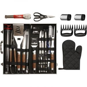 Accessoires pour barbecue, ensemble de 38 pièces, acier inoxydable robuste, outils pour barbecue, mallette en aluminium, tablier, meilleurs cadeaux