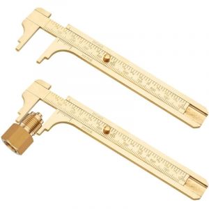 CCYKXA Lot de 2 petits pieds &agrave; coulisse analogiques pratiques - Mini jauge coulissante en laiton - Double &eacute;chelle - R&egrave;gle de poche - Pour bijoux,