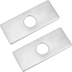 2 Pcs 34.5 mm Trou Couvre Plaque de Pont pour Robinet de Salle de Bain 304 Plaque de Couvercle D'&Eacute;vier en Acier Inoxydable Rectangle 3 &agrave; 1 Plaque de