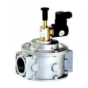 Electrovanne gaz &agrave; r&eacute;armement manuel normalement ouverte 500 mbar 1" 120 mm avec bobine