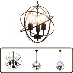 Vidaxl - Lampe suspendue Noir Sphère 3 ampoules E27 - Lampe Suspendu - Lampadaire - Éclairage Intérieur - Salon - Salle à Manger