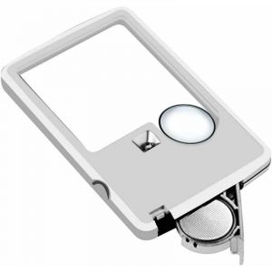 Loupe LED portable loupe de poche pour la lecture, loupe 3X 6X forte poche rectangulaire loupe, id&eacute;al pour la lecture de petits tirages et basse