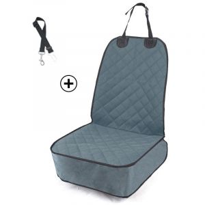 Housse de si&egrave;ge pour chien , protection rembourr&eacute;e grise pour si&egrave;ge avant de voiture