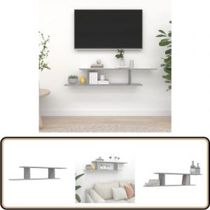 Vidaxl - tagère tv murale Sonoma gris 125x18x23 cm Bois d'ingénierie - Étagère Murale - Étagère Tv - Meuble Tv - Rangement Mural - Décoration Murale