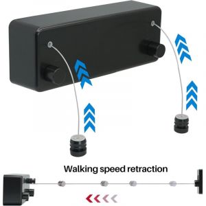 Corde &agrave; Linge R&eacute;tractable Exterieur 2 Fils Corde a Linge Retractable Interieur R&eacute;glable Corde Seche Linge Retractable Fil Etendoir Retractable 4.2m