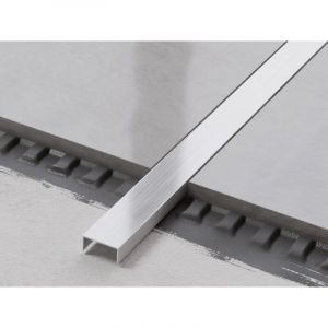 Ilcom - Profilé u de connexion rectifié en acier inoxydable pour carrelage 2cm x 244cm - Argent satiné