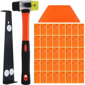Kit d'Installation pour Sol Stratifi&eacute;,Kit Pose Parquet Stratifi&eacute; avec 40 Entretoises Bloc de Frappe, Barre de Traction Robuste et Maillet en Fibre de
