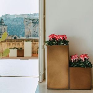 Idralite - Pot de fleurs carr&eacute; jardini&egrave;re en r&eacute;sine h 80 mod. Cube Top 40x40 anthracite