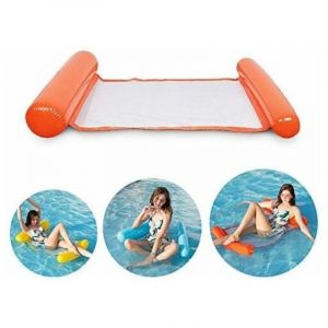 Orange, lit de piscine gonflable, hamac d'eau super confortable avec filet, t&ecirc;te et pieds gonflables, hamac de piscine partiel, matelas pneumatique,