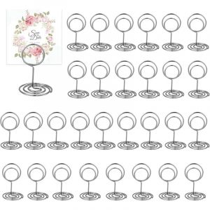 30 Pièces Argent Porte Nom Table, Porte Photo Pince, Porte Photo sur Pied, Porte Cartes de Table pour Mariages, Porte Numero de Table, pour Mariage