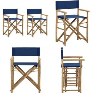 Vidaxl - Chaises pliables de directeur lot de 2 Bleu Bambou et tissu - Chaise De Jardin - Chaise Pliante - Mobilier De Jardin - Chaises En Bambou