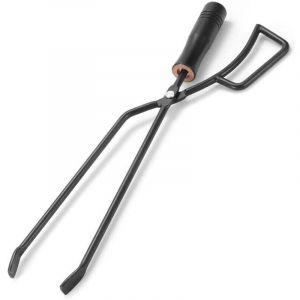 Pince &agrave; b&ucirc;ches pour chemin&eacute;e, manche en bois isol&eacute;, meilleure prise en main, accessoires de camping, pince &agrave; b&ucirc;ches robuste de 42,5 cm, housse de