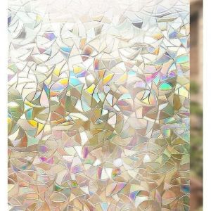 BEBUSINGOTO Film pour Vitre a Motif Film Adh&eacute;sif pour Fen&ecirc;tre D&eacute;coratif Anti-UV 45x200CM Film a Couleur Repositionnable Statique 3D Autocollant Effet