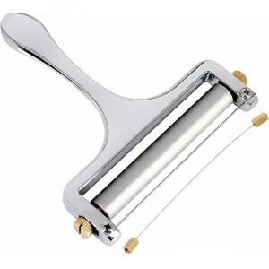 Trancheuse &agrave; fromage portative r&eacute;glable en acier inoxydable &ndash; avec 1 fil suppl&eacute;mentaire &ndash; pour mozzarella, cheddar et gruy&egrave;re &ndash; Argent