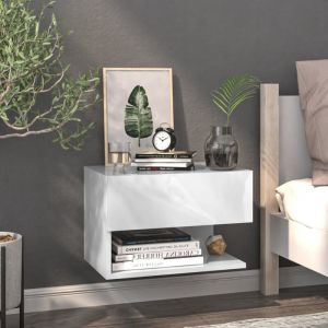 Table de chevet - Bout de Canapé Armoire De Rangement murale Blanc brillant Bois d'ingénierie BV574385 Bonnevie
