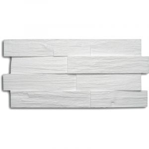 DECOSA Panneau mural à décorer Wood 3D-relief - aspect lambris bois - polystyrène - blanc - 23,50 x 50 cm - 8 sach. de 5 pces (=4 m2) - Blanc