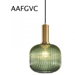 R&eacute;duction, Lustre d'int&eacute;rieur luminaire industriel suspension moderne E27 douille abat-jour plafond ray&eacute; verre suspension (vert, 20 cm),
