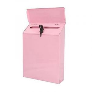 BoîTe Aux Lettres Murale Verrouillable de Collecte Ferme avec Clé Convient pour le Bureau à Domicile Rose