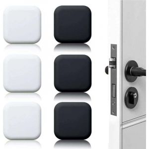 6 Pi&egrave;ces But&eacute;e de porte murale noire/blanche adh&eacute;sive 45mmx45mm Bloc porte Stop porte mural adhesif Butoir porte mural adhesif