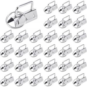 Lot de 30 clips en métal argenté pour sangle de sangle, pièces perforées en métal, clips avec bordure, clips porte-clés