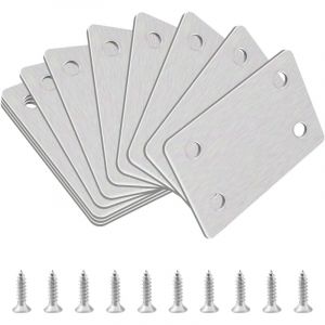 Ahlsen Supports de renfort d'angle plats, 10 pièces Support d'étagère de soutien droit en acier inoxydable Supports de renfort d'angle plats