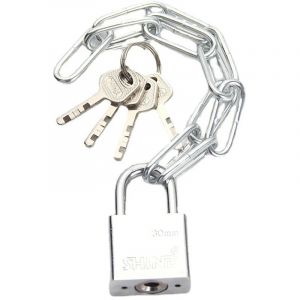 Serrure de cha&icirc;ne de s&eacute;curit&eacute;, serrure de cha&icirc;ne de v&eacute;lo, cha&icirc;ne de s&eacute;curit&eacute; durcie, id&eacute;al pour moto, v&eacute;lo, g&eacute;n&eacute;rateur, porte, mobilier d'ext&eacute;rieur,