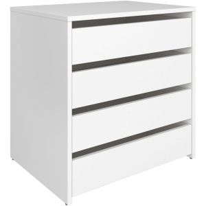 Commode, Meuble de rangement avec 4 tiroirs coloris Blanc - Hauteur 61,8 x Longueur 60 x profondeur 45 cm