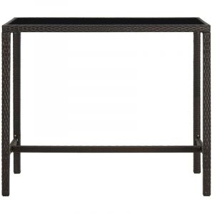Inlife - Table de bar de jardin Marron 130x60x110cm Résine tressée verre
