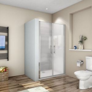 Océan Porte de douche 110x185cm verre satiné et anticalcaire porte battante en niche